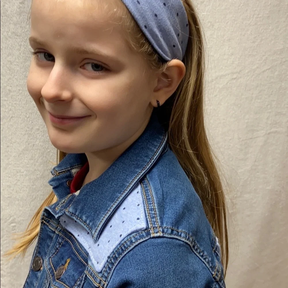 Upcycled Lands' End Girls' jean / denim jacket, M